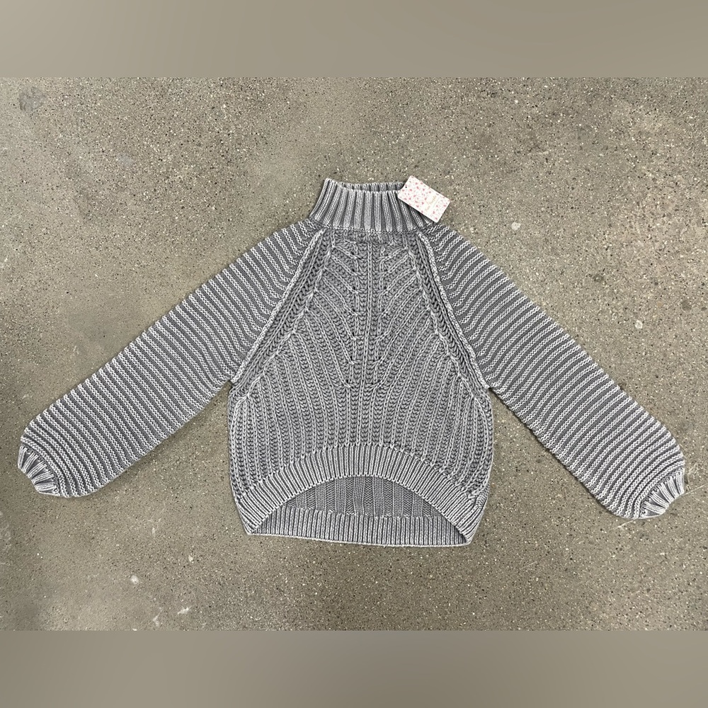 NWT Free People Sweetheart Mock Neck Sweater in Grey size Small